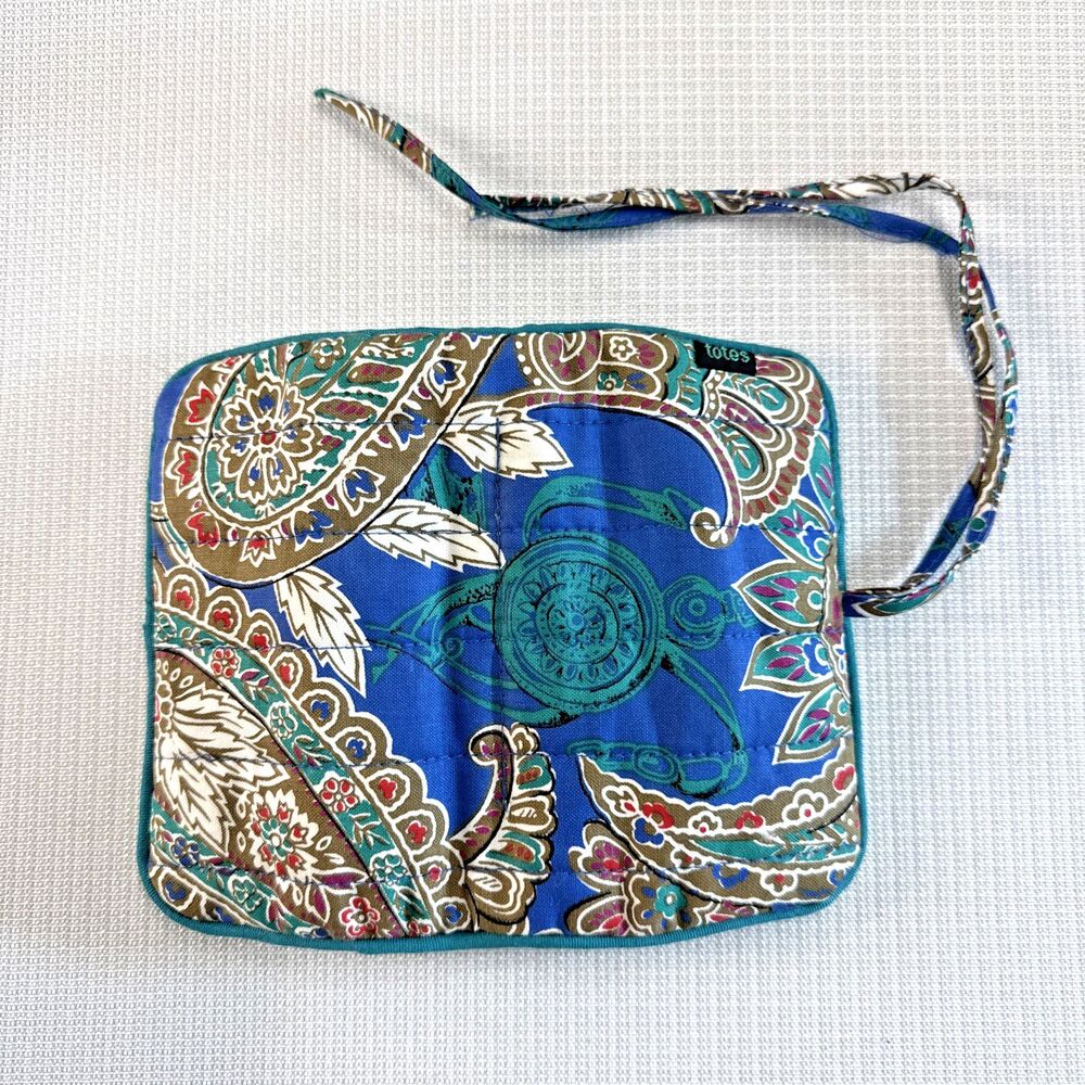 Vintage Totes Paisley Folded Jewelry Carry Case - Zip Compartments, Ring holder